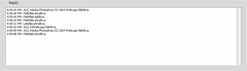 Photoshop – Beállításszinkronizálási napló
