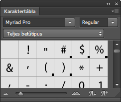 Karaktertábla panel a Photoshopban