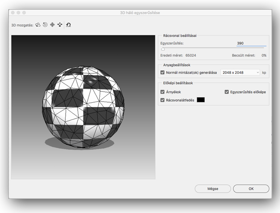 A hálóegyszerűsítés eredményének előképe a Photoshopban
