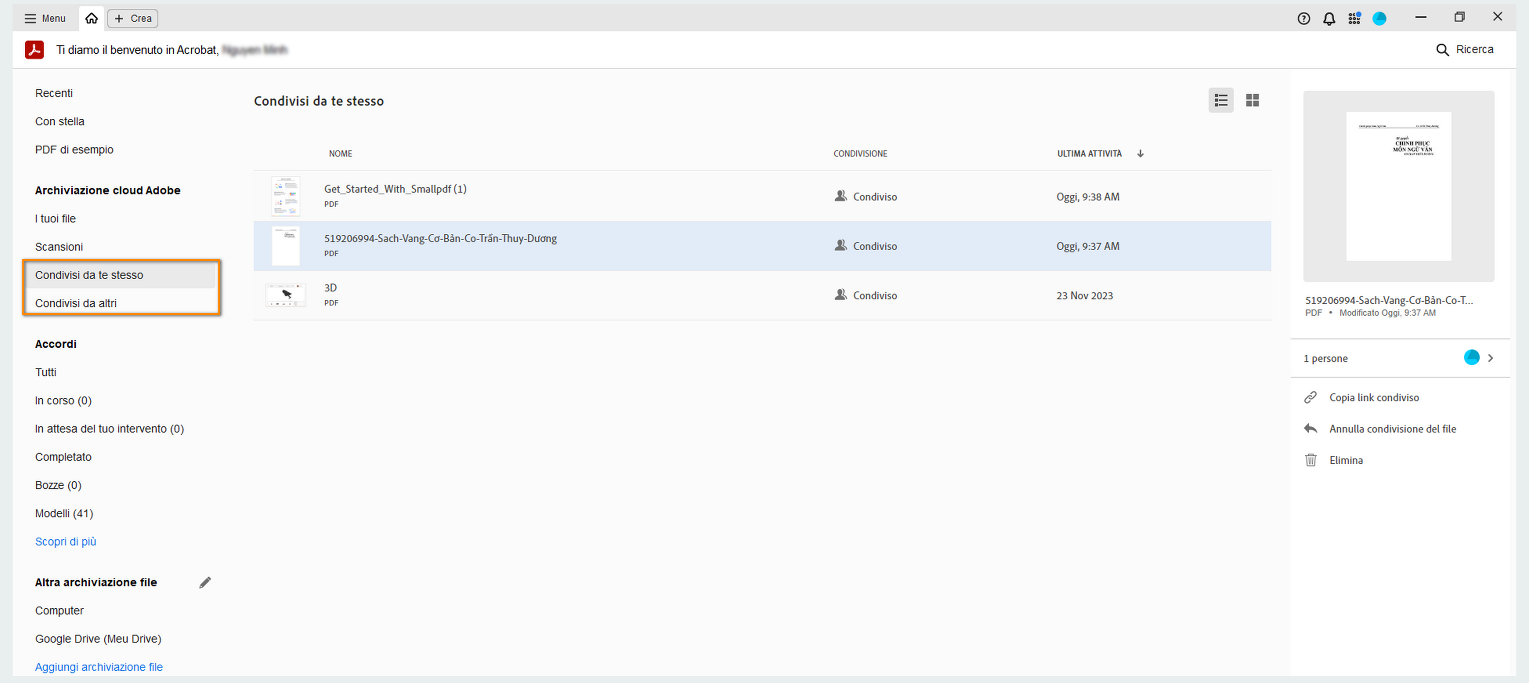 Condividere i file online con Adobe Acrobat