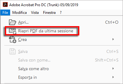 Riaprire i PDF dell’ultima sessione