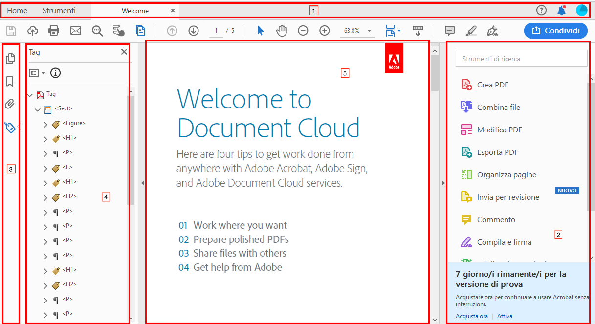Nuovi contenitori VoiceOver nella vista Documento