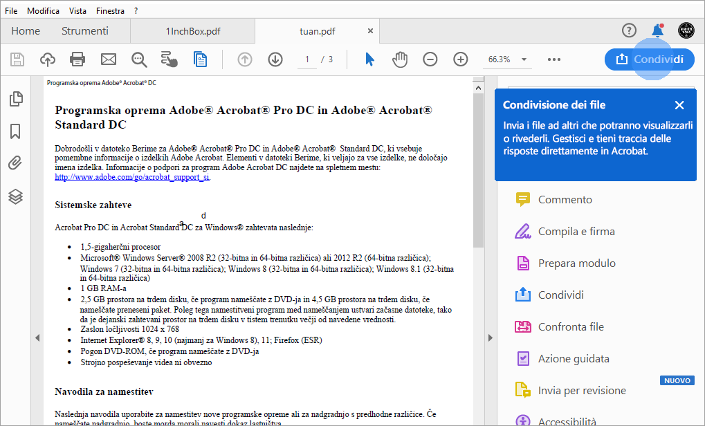 Suggerimento di Acrobat per condividere un PDF