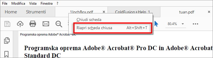 Riaprire una scheda chiusa