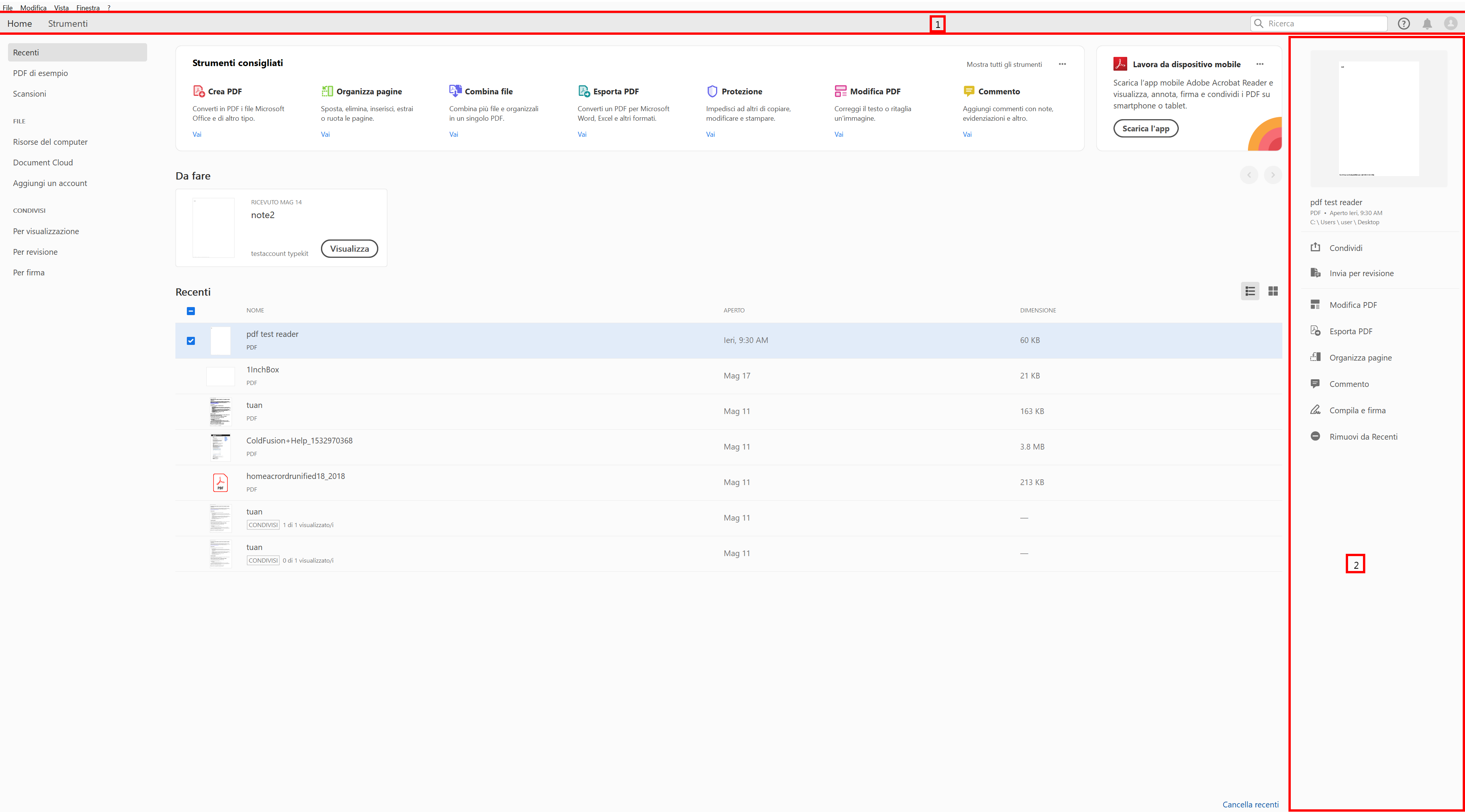 Nuovi contenitori VoiceOver nella vista Home