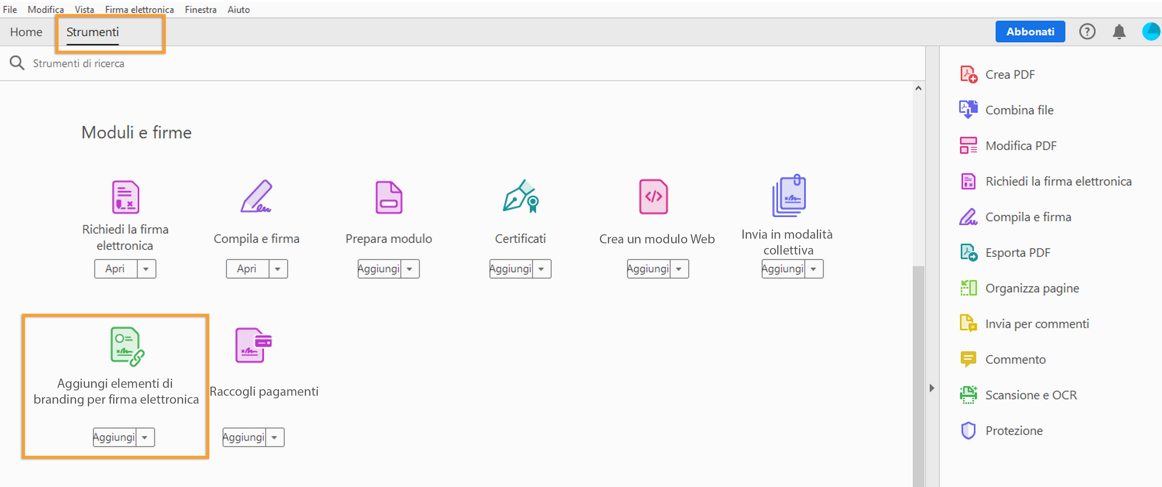 Aggiungi elementi di branding per firma elettronica