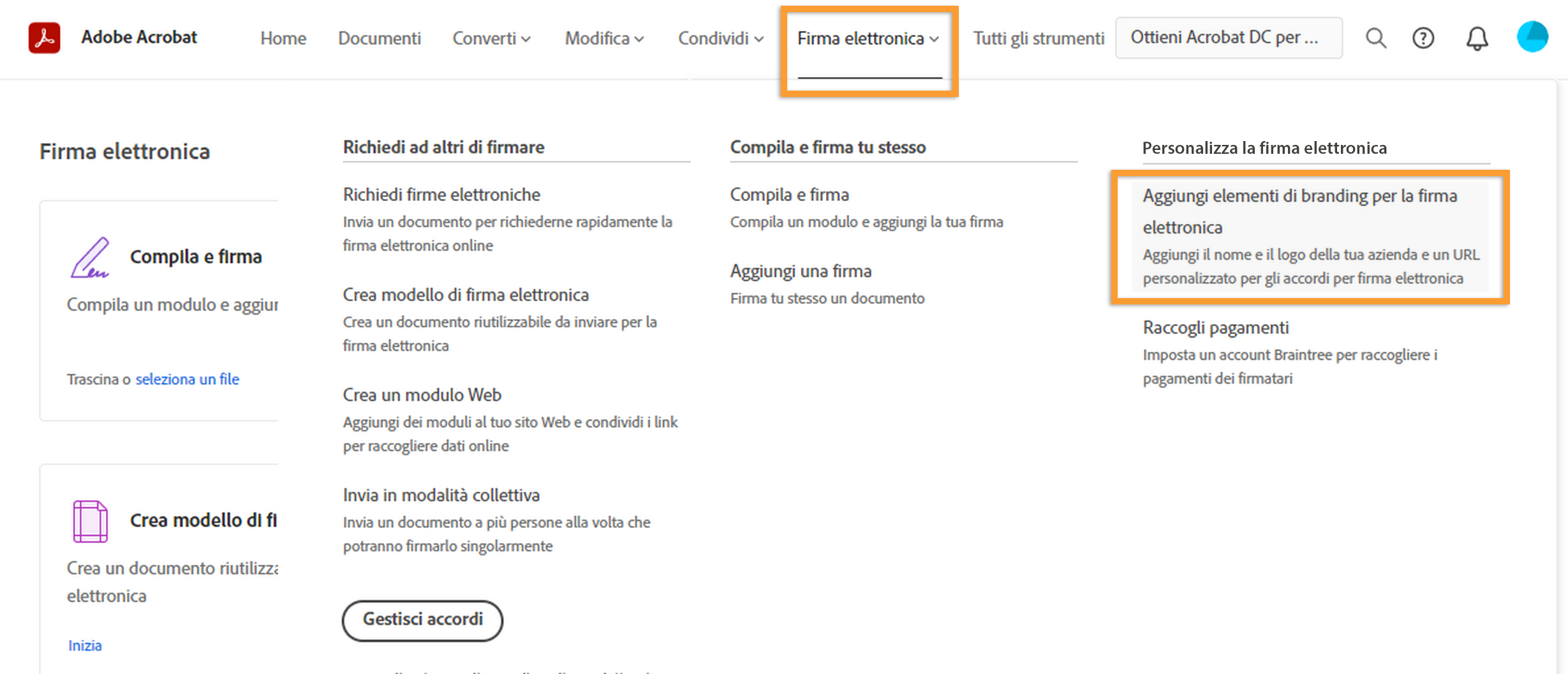 Aggiungere elementi di branding