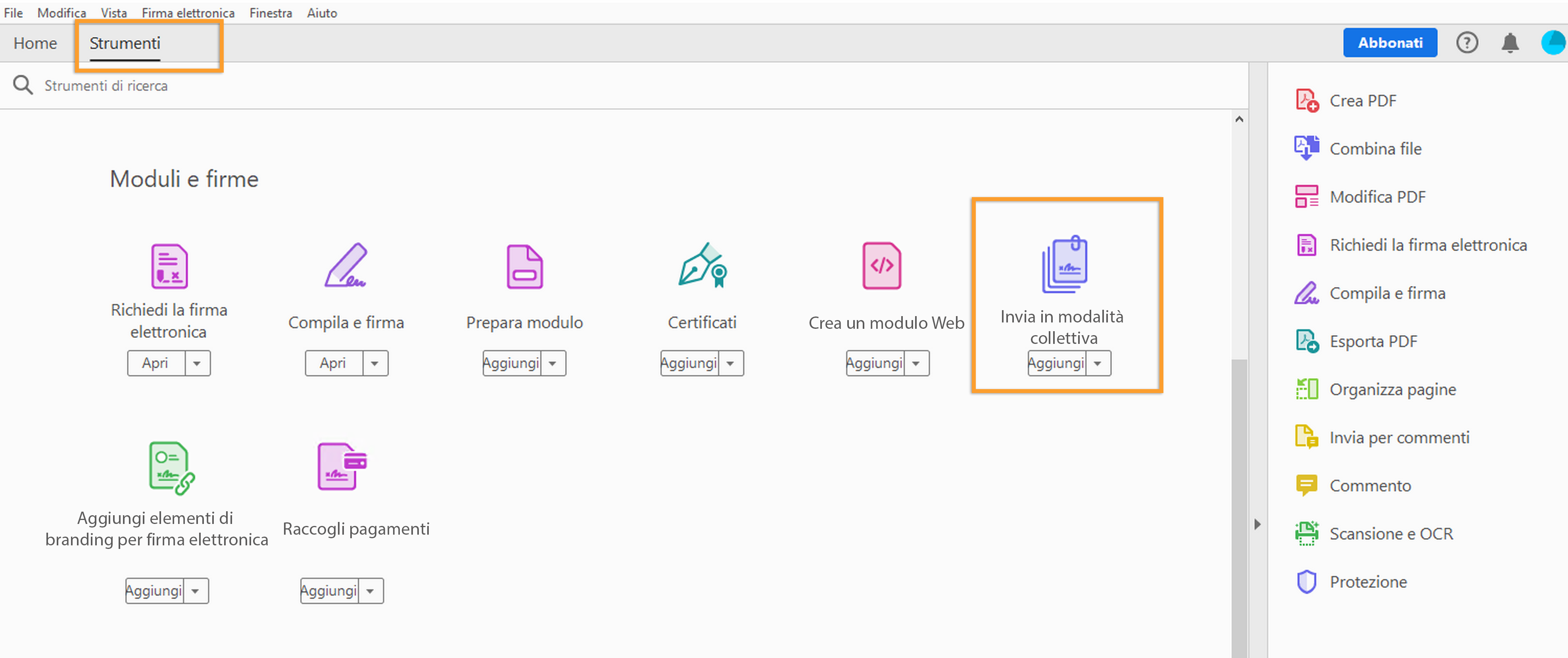 Richiedere più firme alla volta