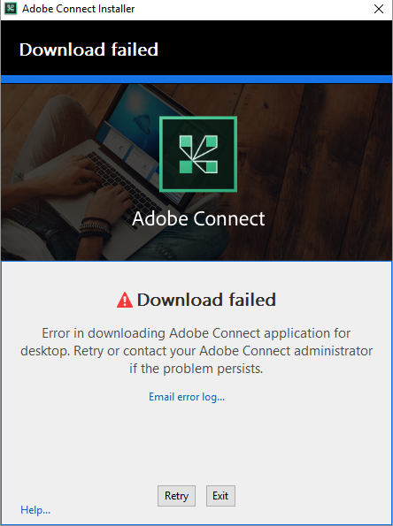 Errore di download del programma di installazione dell’applicazione Adobe Connect