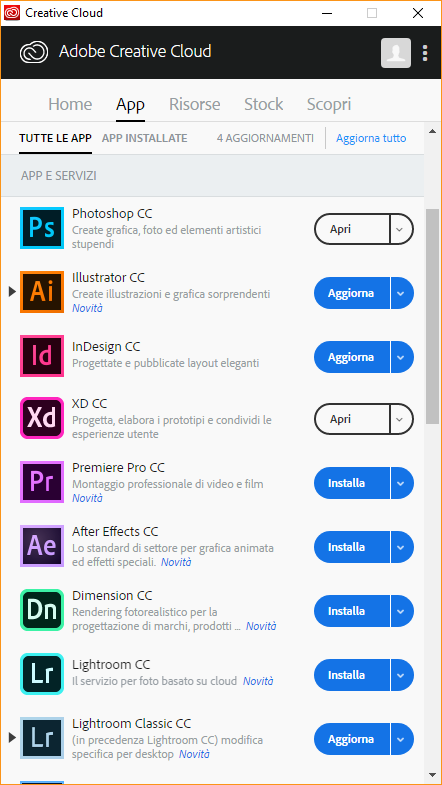 l app cloud Utilizzare desktop Creative gestire per Cloud lâapp e app