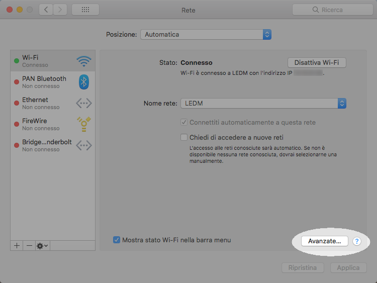 Configurare il proxy in Mac per lavorare con le librerie - Fase 3
