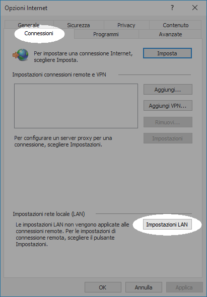 Configurate il proxy in Windows 7 per lavorare con le librerie - Fase 3