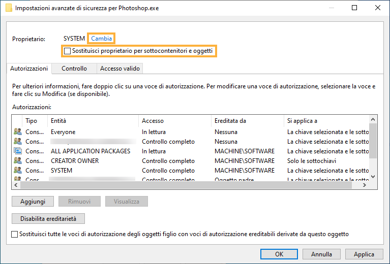 Cambia proprietario Cambia proprietario