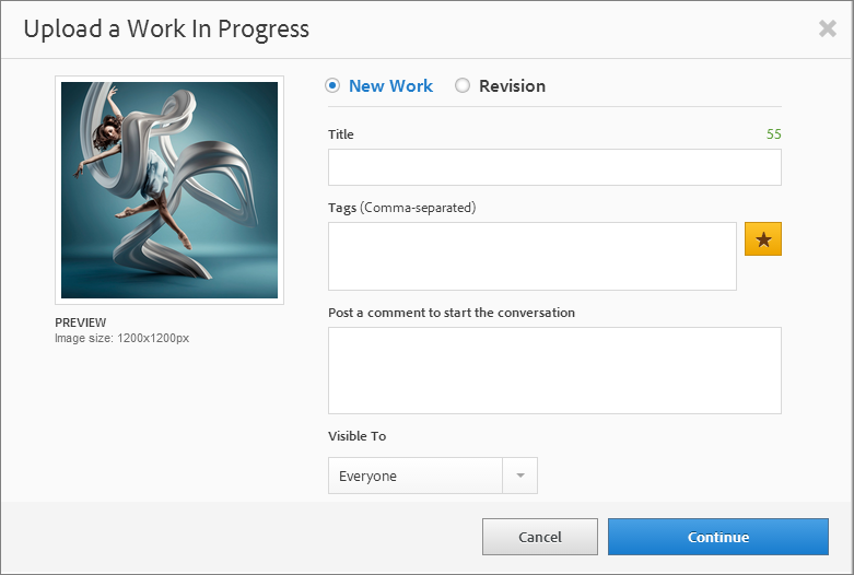 Pubblicazione su Behance da Adobe Creative Cloud