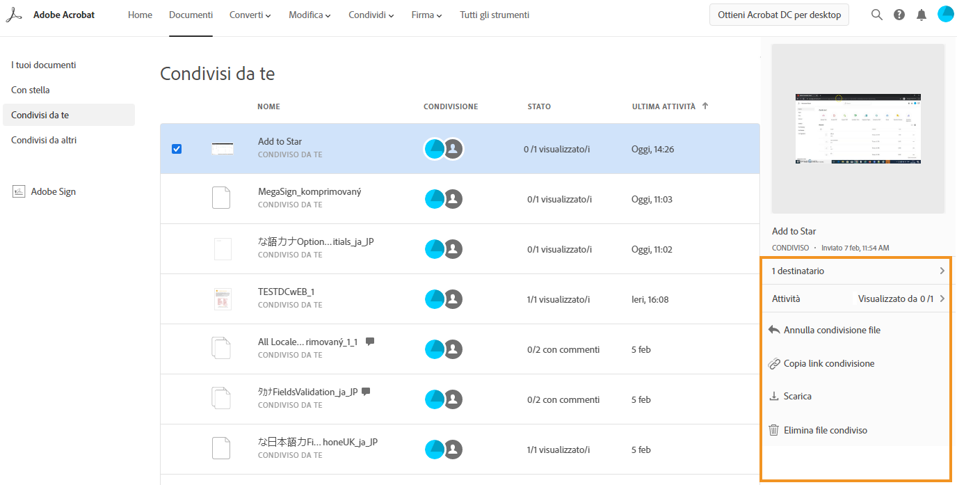 Condividi e tieni traccia dei PDF online con Adobe Document Cloud