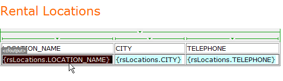 Collegamenti applicati al segnaposto selezionato