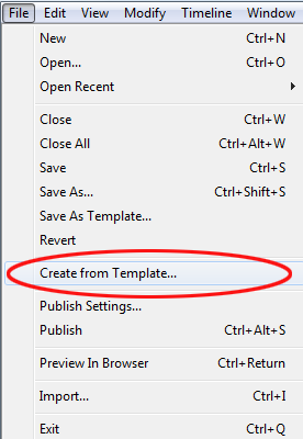 Creazione dall’opzione Modello nel menu File