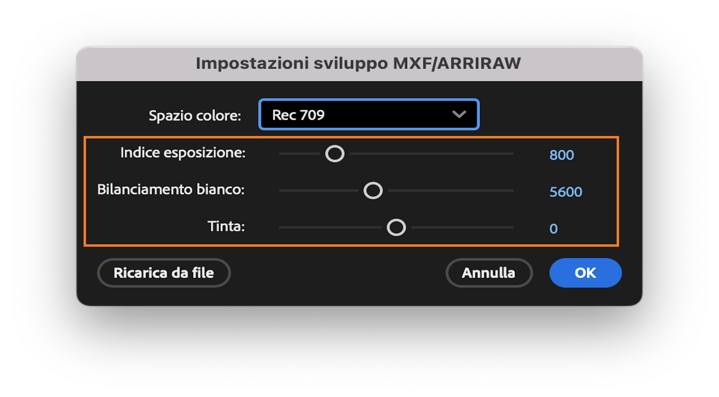 Impostazioni sorgente in Media Encoder