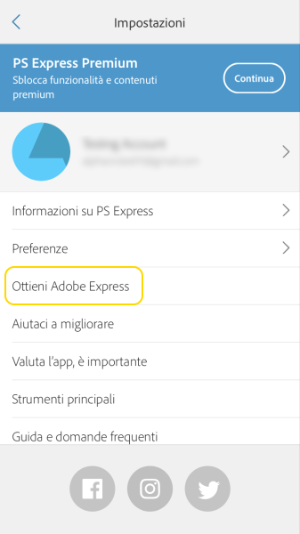 Ottieni Creative Cloud Express