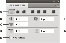 Pannello Paragrafo Pannello Paragrafo di Photoshop