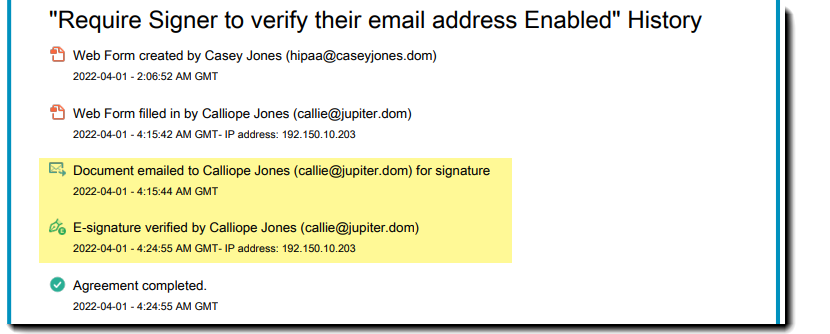 Report di audit con verifica e-mail abilitata