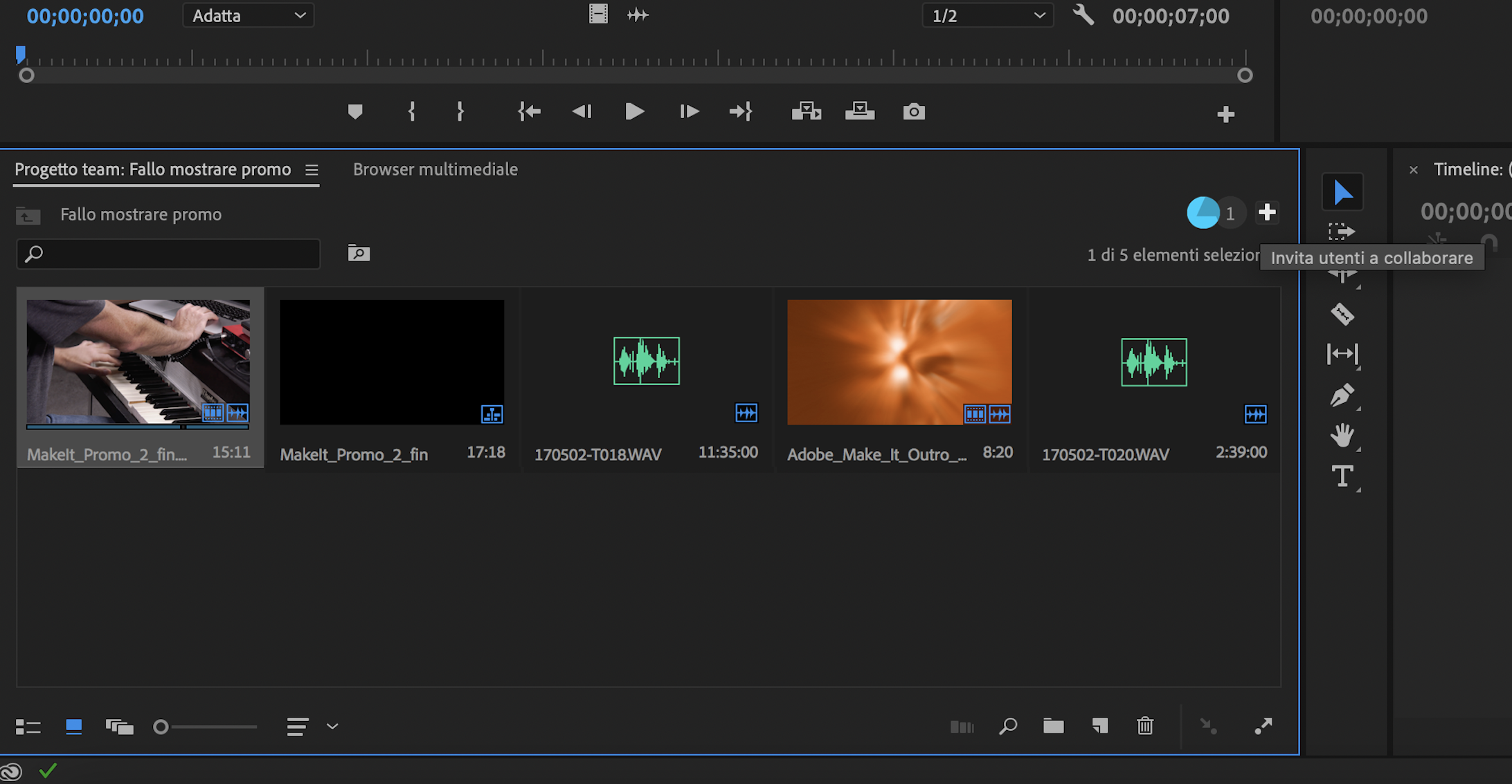 Invitare collaboratori a partecipare a un progetto team
