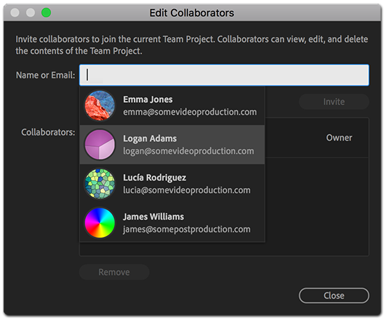 Invitare collaboratori al progetto team