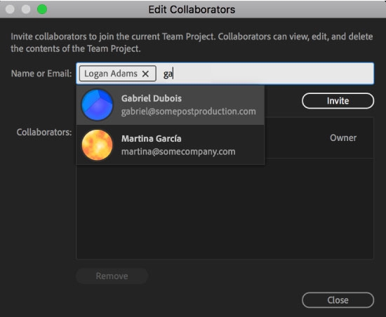 Elenco di collaboratori proposti