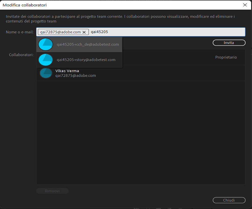 Elenco dei suggerimenti per la modifica dei collaboratori