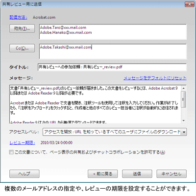 共有レビューを開始する方法 Acrobat Xi