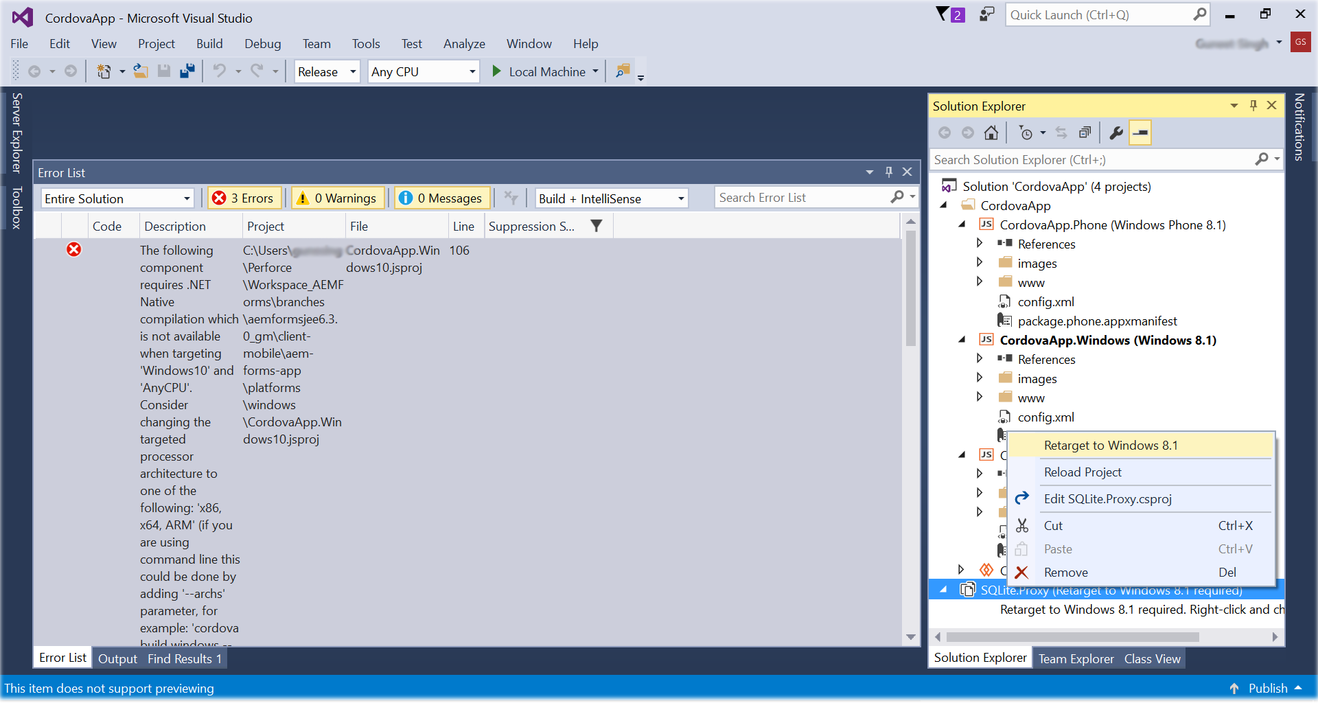 Visual Studio プロジェクトの設定と Windows アプリケーションの構築
