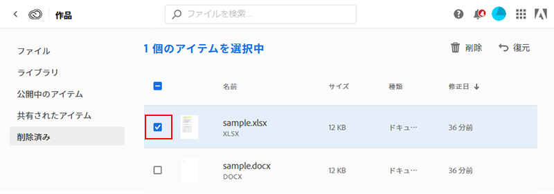 ファイルストレージと容量 Creative Cloud