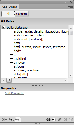 CSS スタイルパネル(Dreamweaver CC 以前) CSS スタイルパネル
