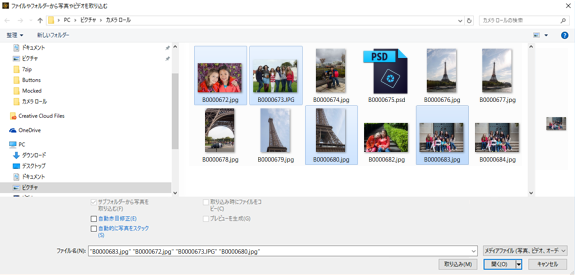 Elements Organizer でのファイルおよびフォルダーからのメディアの読み込み