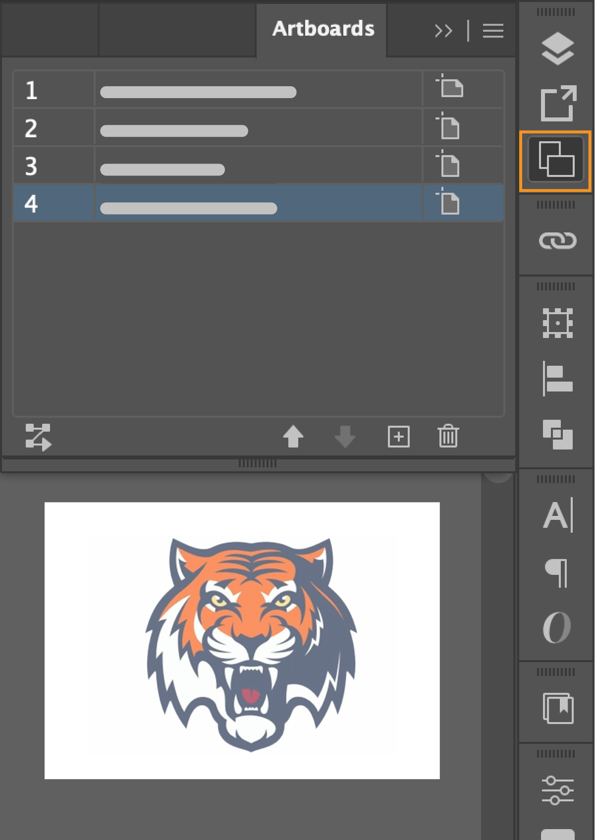 アートボードパネル