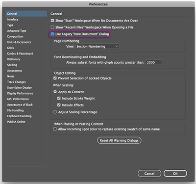 多種多様なテンプレートとプリセットからのドキュメントの作成