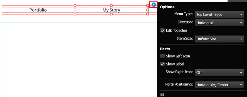 Adobe Muse での水平または垂直のメニューの使用
