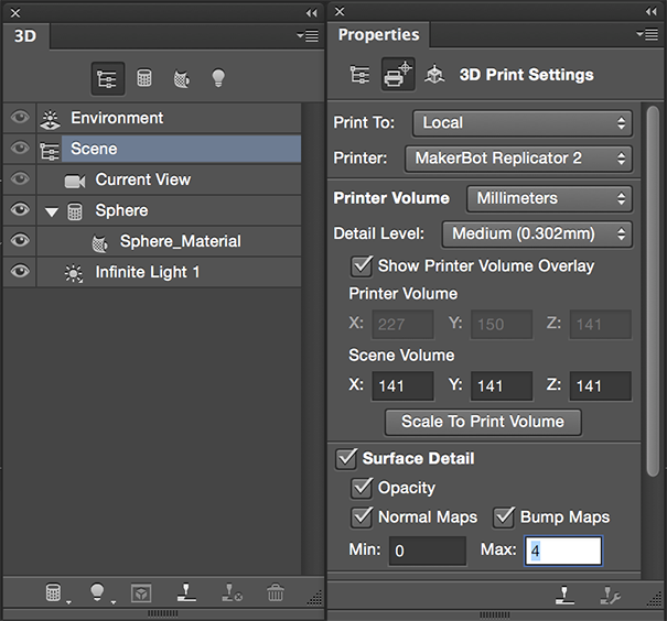 3D プリントの設定 Photoshop 3D プリント設定