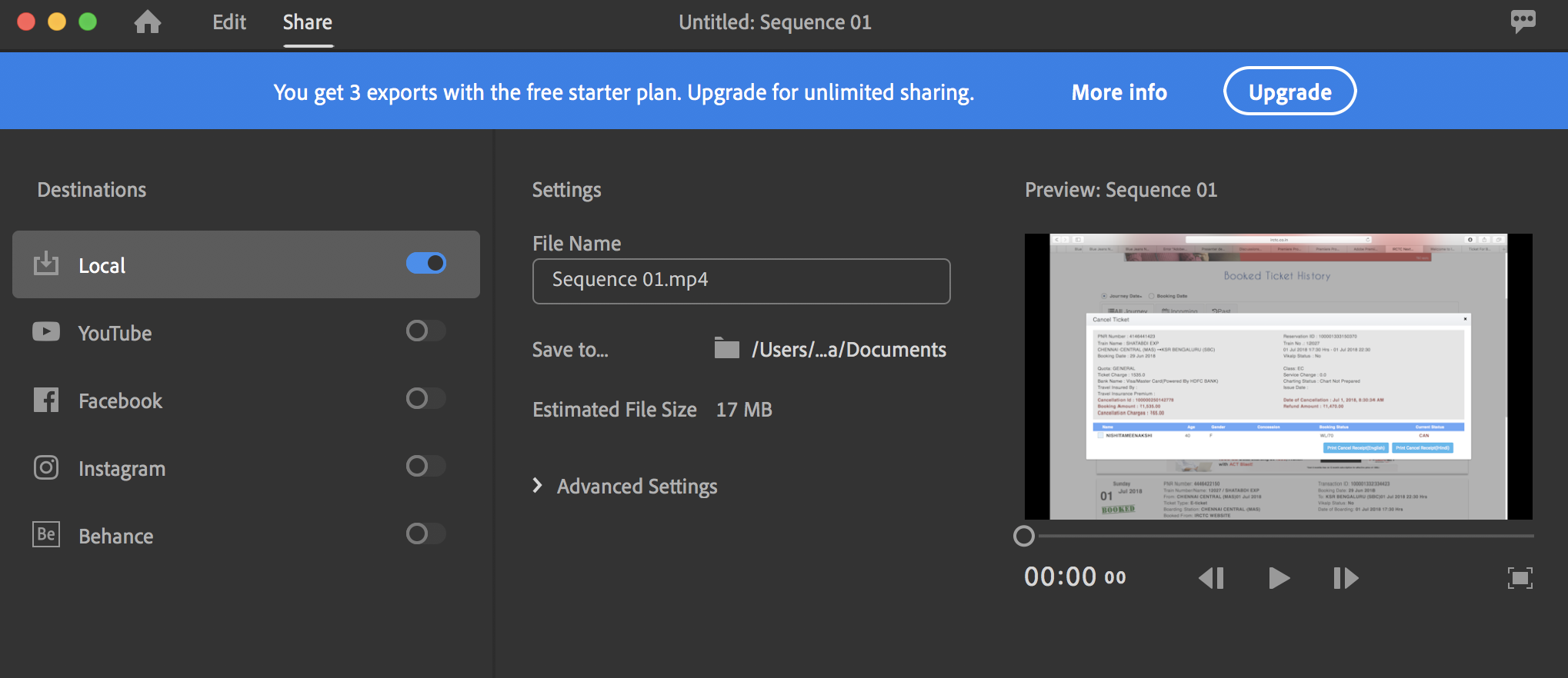 Premiere Rush スタータープランから有料プランへのアップグレード