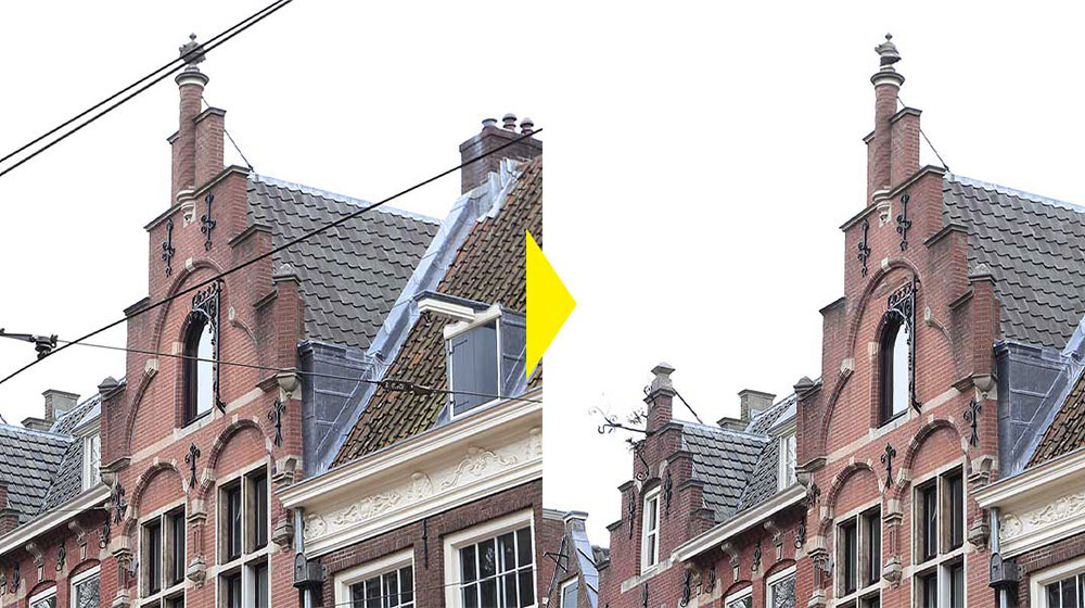 「不要な物を検出」で画像内の電線を一気に消去