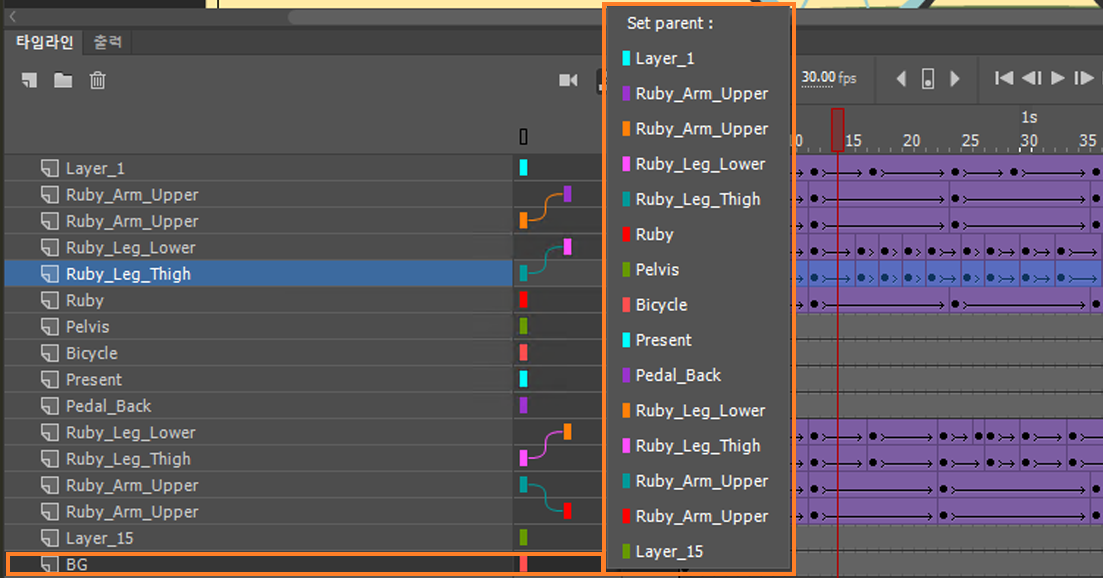 부모 레이어 설정