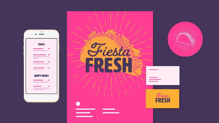 밝은 색상이 사용된 Fiesta Fresh 레스토랑 디자인 자료 모음
