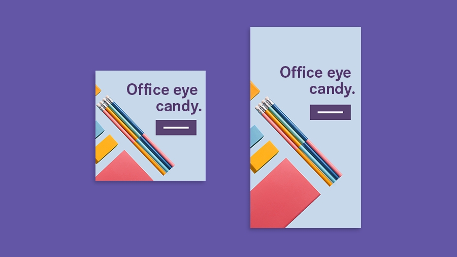 다른 크기로 레이아웃이 조정된 동일한 두 가지 광고 버전 비교