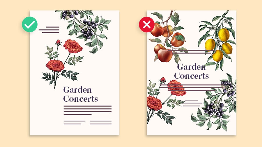 레이아웃에서 여백 사용의 좋은 예와 나쁜 예 비교