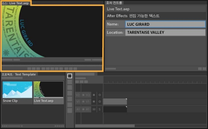 소스 모니터에서 텍스트 미리 보기