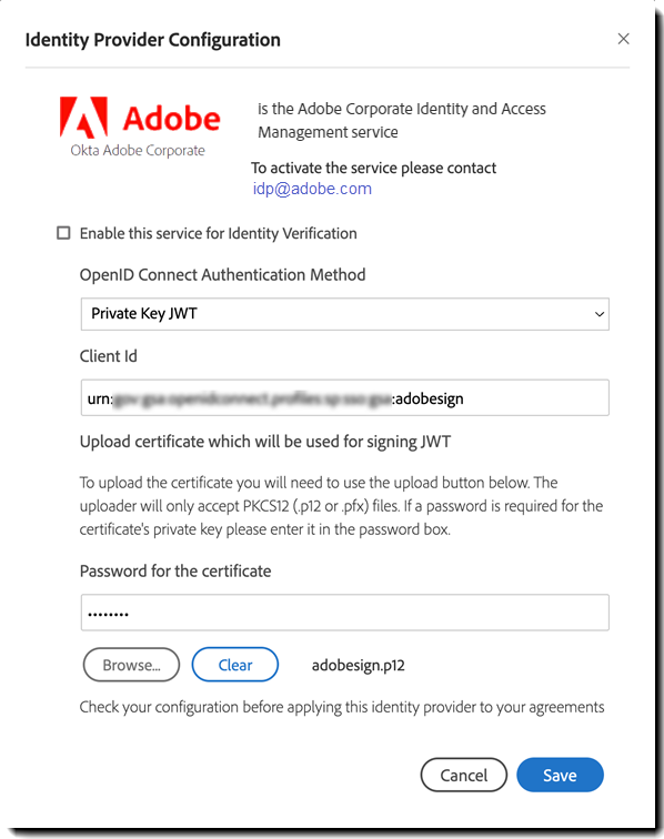 계정 수준 IDP 구성