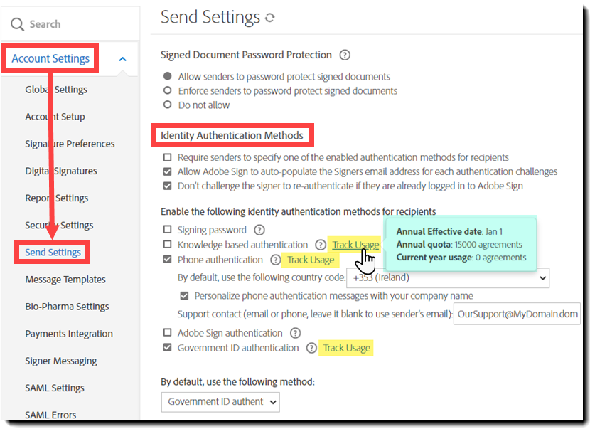 전송 설정으로 이동