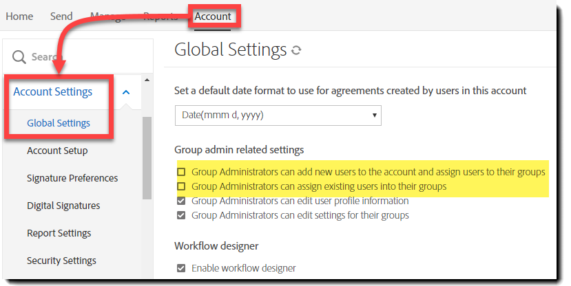 그룹 관리 관련 설정