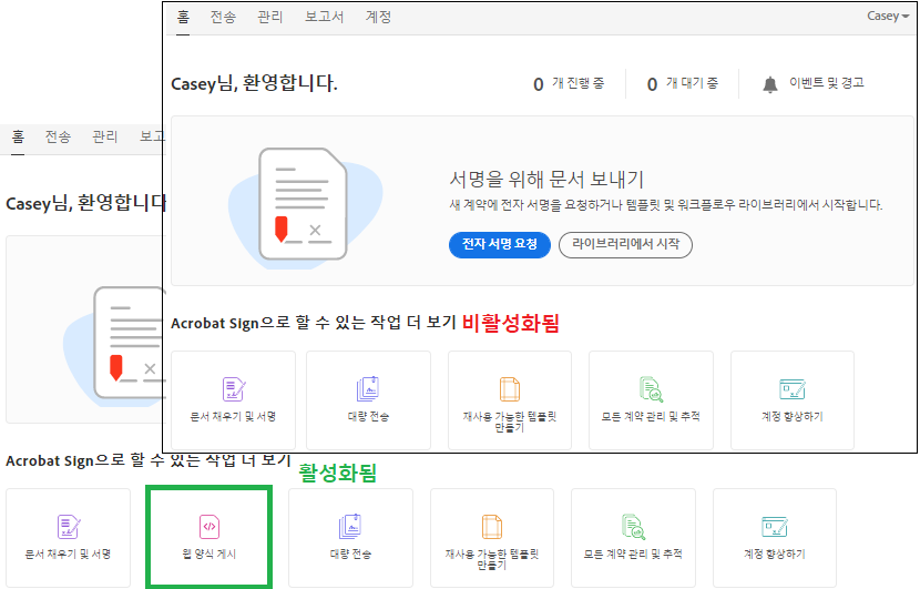 홈 페이지에서 웹 폼 효과 사용 허용