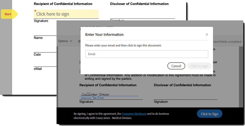 서명 블록의 필수 이메일이 비활성화됨